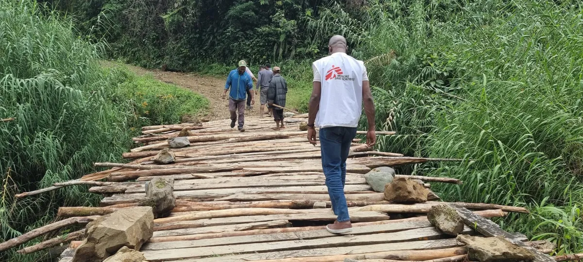 Trunk bridge, Toea, Upper Jimi, Jimi District, Jiwaka province, PNG