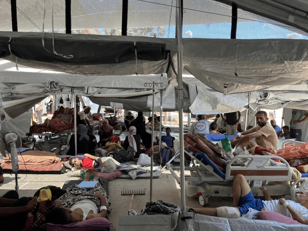 Nasser Hospital in southern Gaza is overcrowded with patients