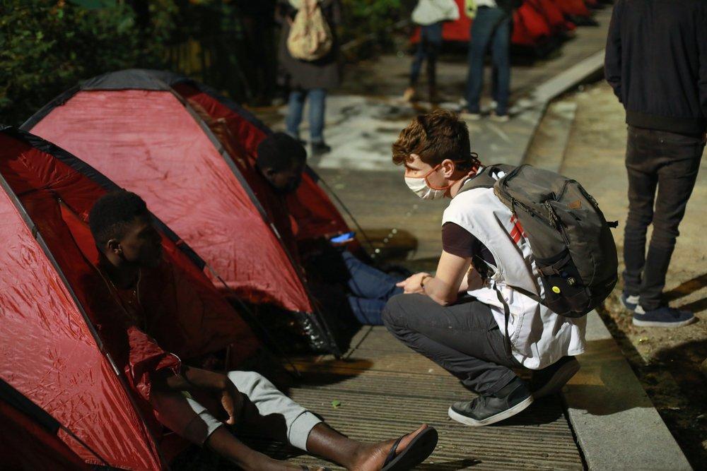 Unaccompanied minors camp in Paris