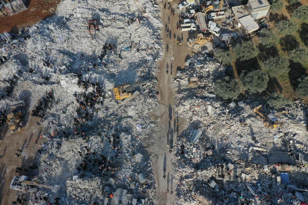 Contextual images of the impact of the earthquake taken on 7 February 2023. Idlib province, Northwestern Syria.