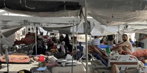 Nasser Hospital in southern Gaza is overcrowded with patients