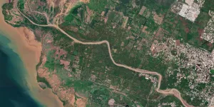 Satellite Image of destruction by hurricane Melissa in Haiti