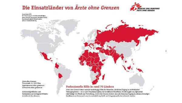 Weltkarte mit Einsatzgebiet - Ärzte ohne Grenzen