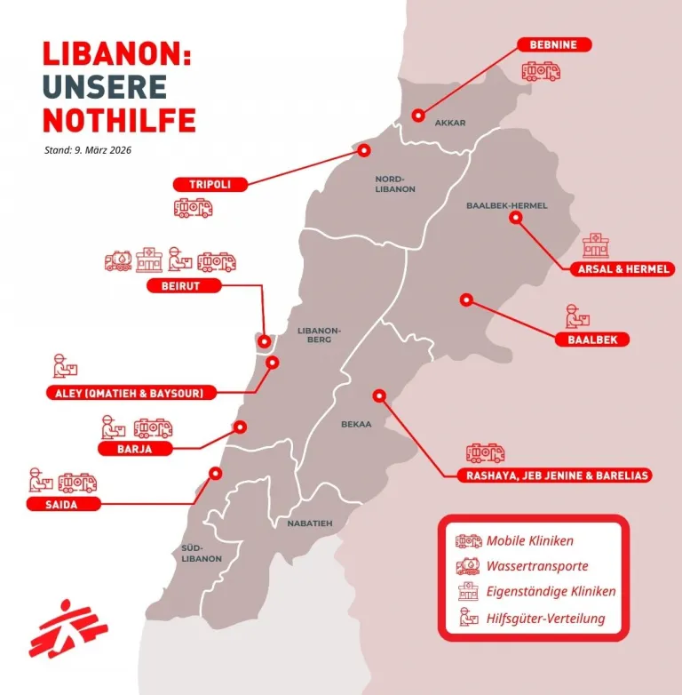 Libanon: unsere Nothilfe Stand 9. März 2026