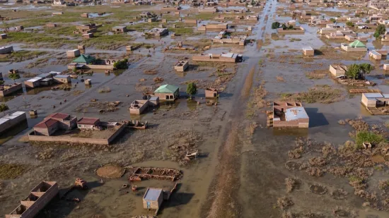 Aerial view of flooding in Didangali district, N'Djamena, Chad