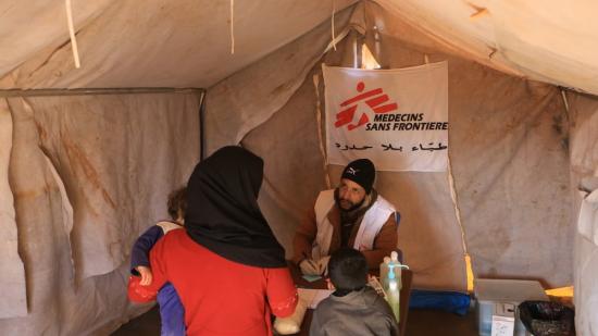 Mobile clinic in Al-Fuqara camp in Al-Dana area