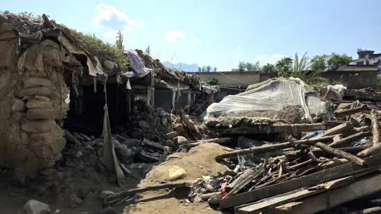 Damaged house in Pir Baba, Buner