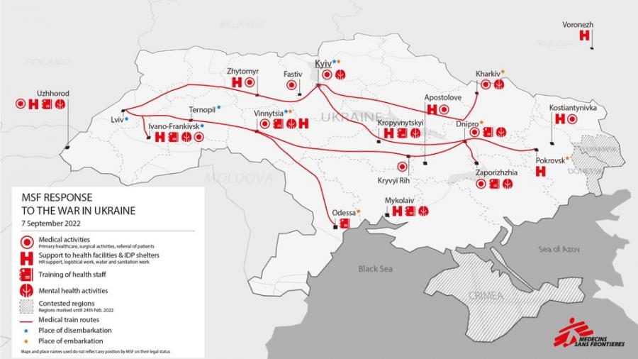 Map of MSF activities in Ukraine-EN-7 September