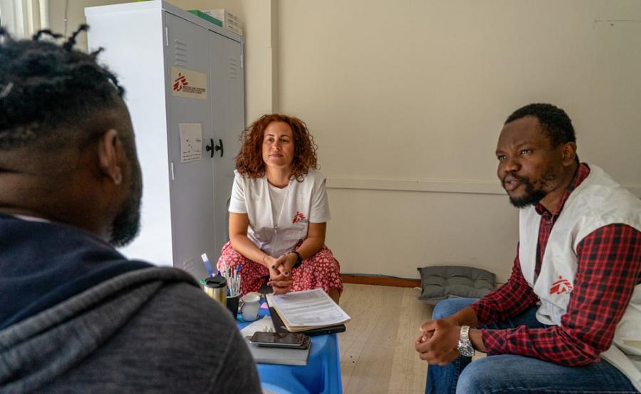 Mental health session at the MSF Day Care Centre in Vathy town, Samos.