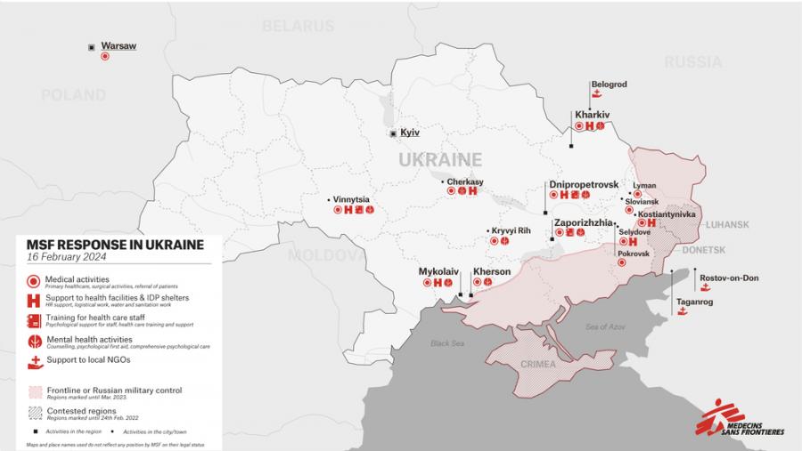 Map MSF response map Ukraine 202402