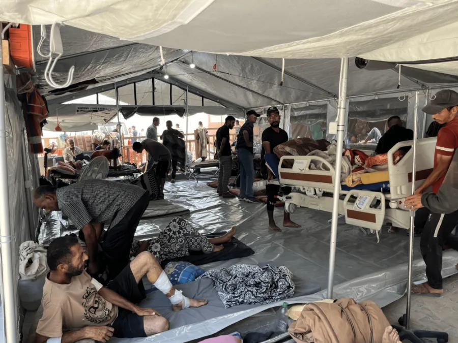 Nasser Hospital in southern Gaza is overcrowded with patients