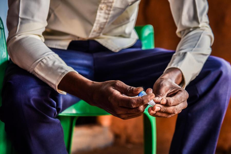 Mohamed Hussein Bule, 27, lives with Type 1 diabetes. He is a refugee and teaches in one of the schools in Dagahaley.