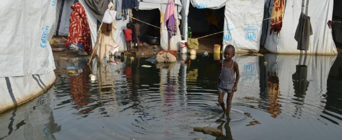 Eines der am meisten überschwemmten Gebiete im Vertriebenenlager Tomping in der südsudanesischen Hauptstadt Juba.