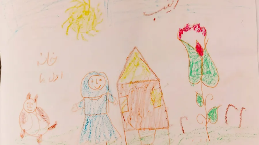 Zeichnung vom Brand in Moria