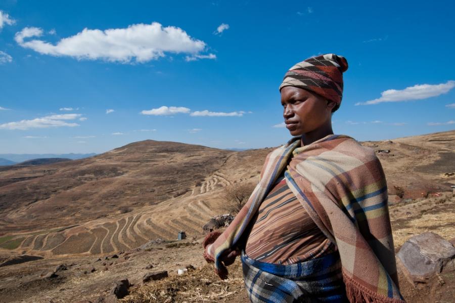 Pregnant and HIV+ Mamotsieleli Molofotsane walks many hours to health center, Lesotho
