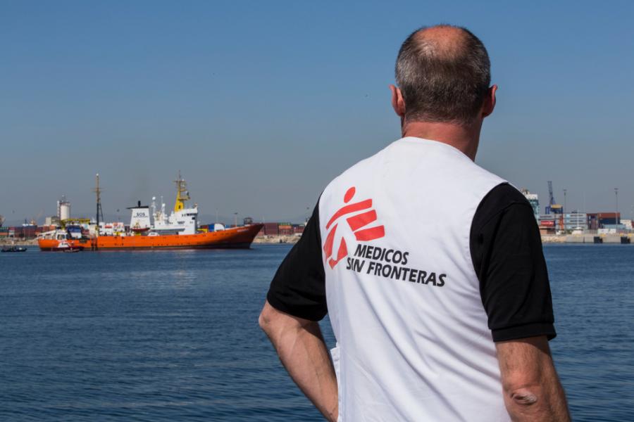Aquarius Arrival at Harbour Port Valencia Spain Aquarius Arrival at Harbour Port Valencia Spain