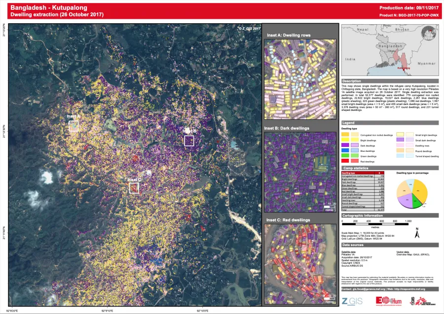 Karte Kutupalong Bevölkerungsabschätzung 2017