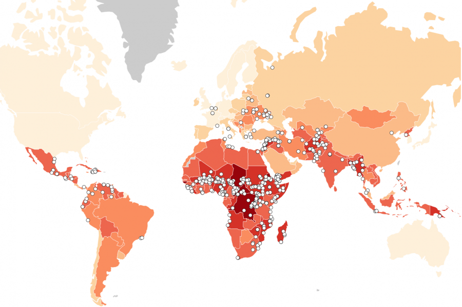 Weltkarte mit Klima-Hotspots