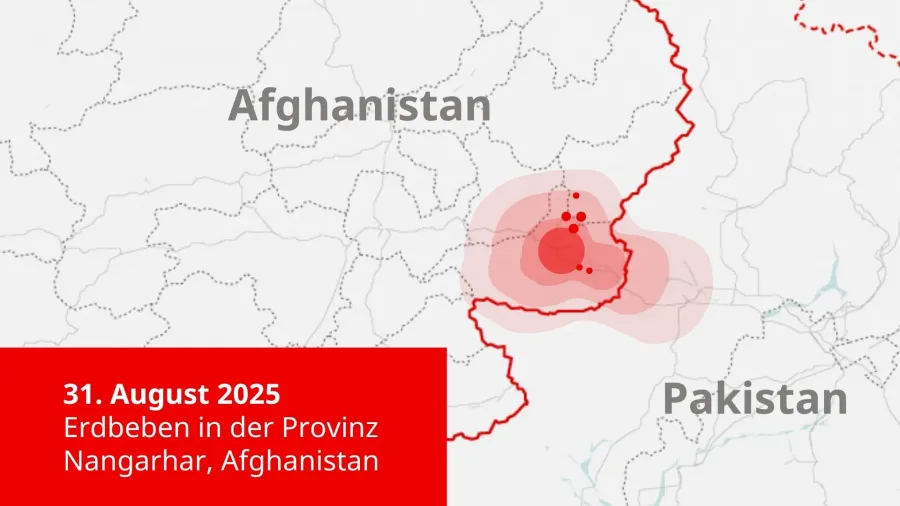 Karte des Erdbebens in Afghanistan Ende August 2025