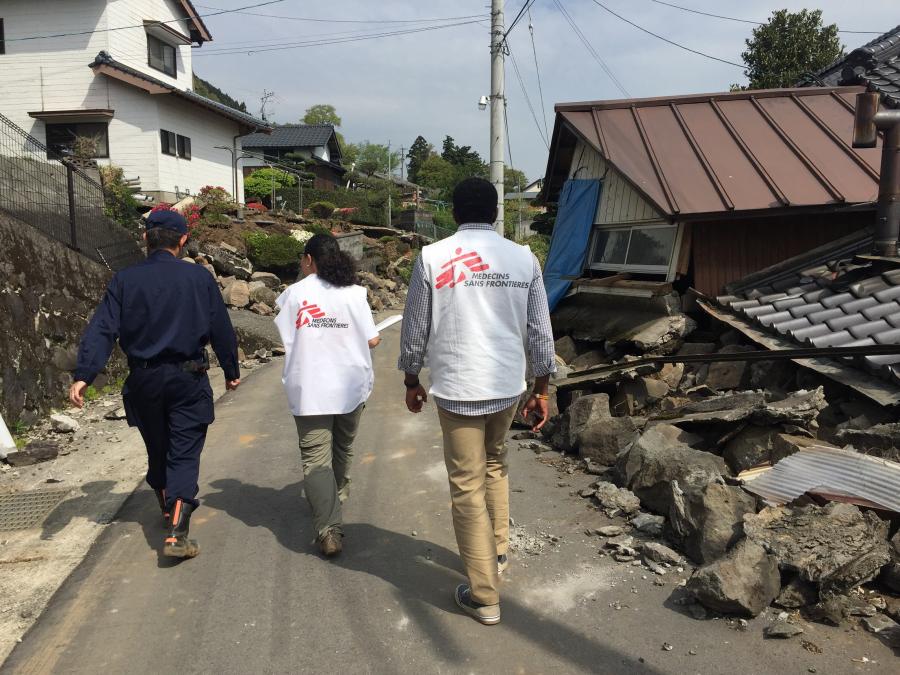 Unser Team erhebt die Lage in Tateno in Minami-aso, um das Ausmaß der Zerstörung und die Bedürfnisse der Betroffenen einschätzen zu können. 