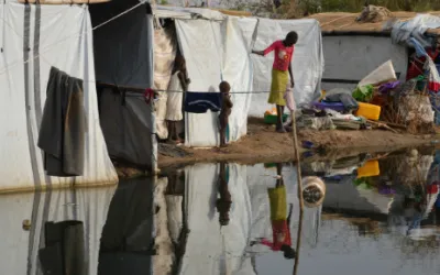 Eines der am meisten überschwemmten Gebiete im Vertriebenenlager Tomping in der südsudanesischen Hauptstadt Juba.