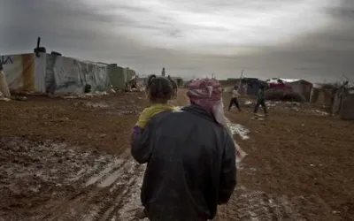 Temporäres Flüchtlingslager syrischer Vertriebener leidet unter hygienischen Bedingungen.