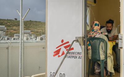 MSF mobile clinic in the Closed Control Access Centre in Zervou, Samos.