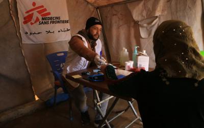 Mobile clinic in Al-Fuqara camp in Al-Dana area