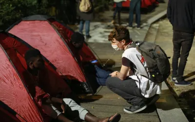 Unaccompanied minors camp in Paris
