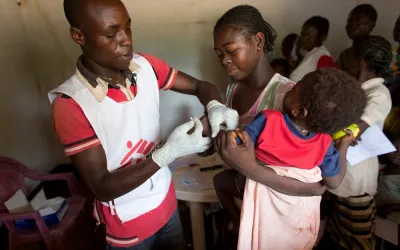 Eine mobile Klinik von Ärzte ohne Grenzen im Dorf Zere, zwei Stunden Fahrzeit von Bossangoa entfernt