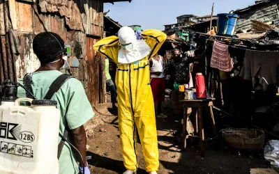 Watsan Team disinfects Freetown Houses