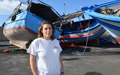Boats from migrants arrival at Pozzallo Italy