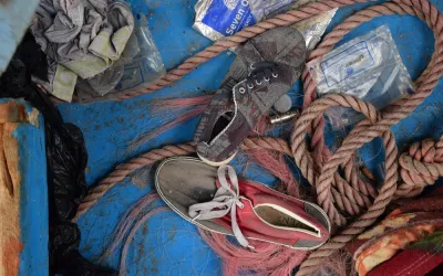 Boats from migrants arrival at Pozzallo Italy
