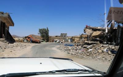 Haydan streets and buildings destroyed by airstrikes.
