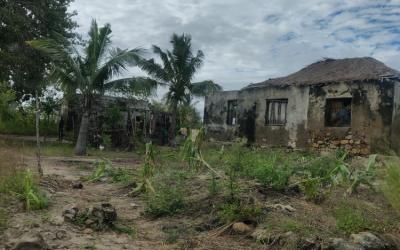 Von Zyklon Kenneth zerstörtes Haus in Bandar, Provinz Cabo Delgado