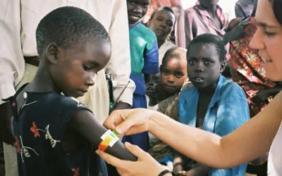 Die Österreicherin Sabine Kampmüller beim Einsatz in Norduganda.