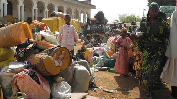 Vertriebe suchen Schutz rund um die Moschee in Bouar, Zentralafrikanische Republik