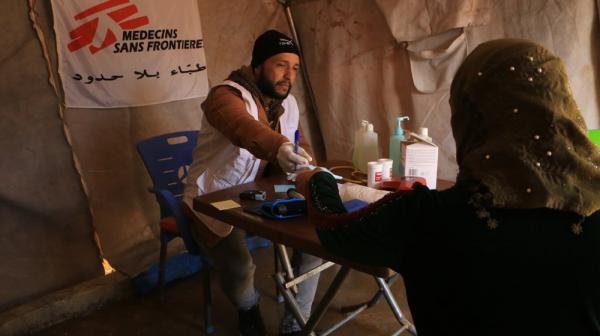 Mobile clinic in Al-Fuqara camp in Al-Dana area