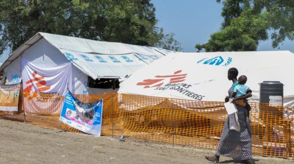 Front view of the MSF Mobile Clinic in Bulukat
