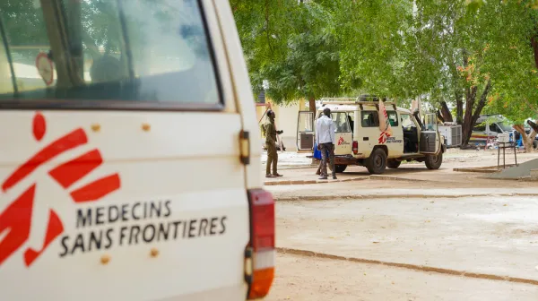 MSF vehicles parked at Bentiu State Hospital