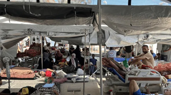 Nasser Hospital in southern Gaza is overcrowded with patients