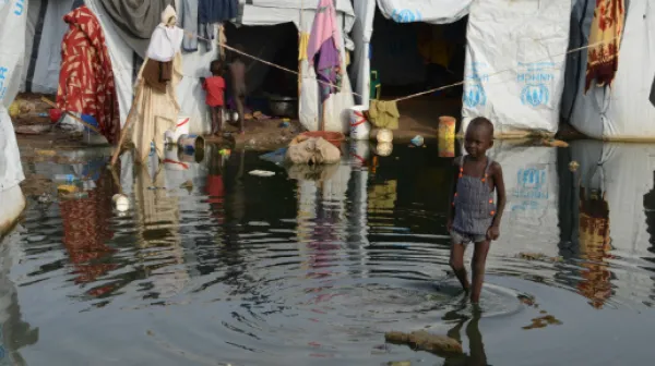 Eines der am meisten überschwemmten Gebiete im Vertriebenenlager Tomping in der südsudanesischen Hauptstadt Juba.