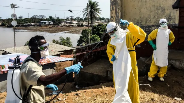 Watsan Team disinfects Freetown Houses