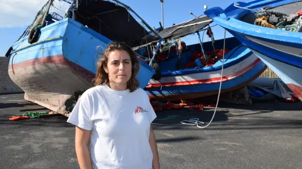 Boats from migrants arrival at Pozzallo Italy