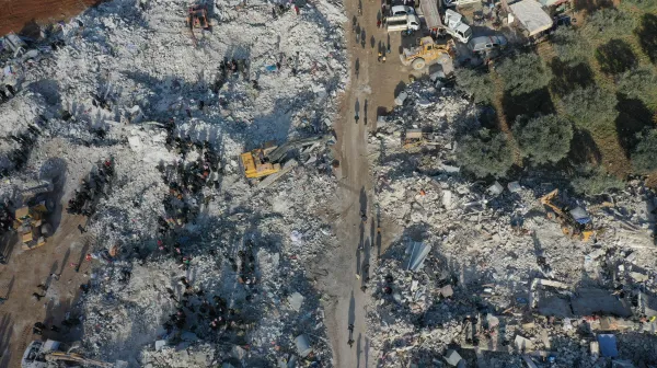 Contextual images of the impact of the earthquake taken on 7 February 2023. Idlib province, Northwestern Syria.