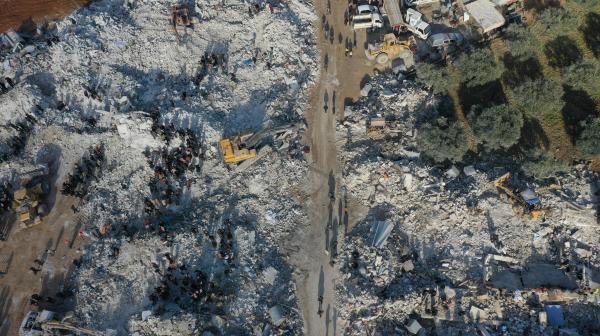 Contextual images of the impact of the earthquake taken on 7 February 2023. Idlib province, Northwestern Syria.