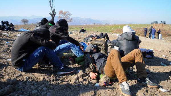 Flüchtlinge nahe der Mazedonischen Grenze
